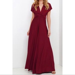 Lulus Always Stunning Burgundy Maxi Dress (Medium)